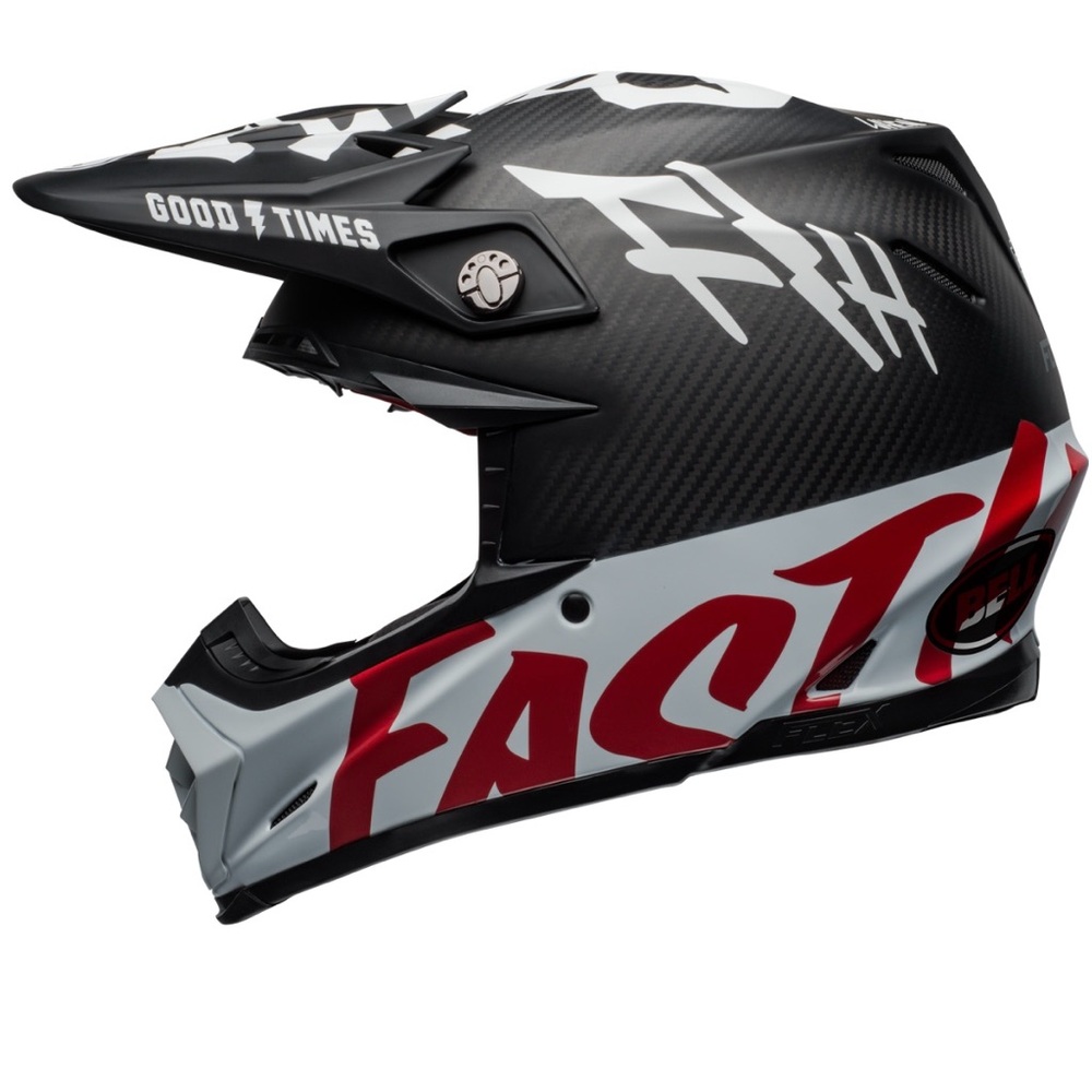 Dynamic Black and White Helmet with Red Graphics